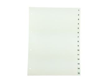 Tabblad A4 genummerd 1-15 PP wit 4-gaats