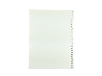 Tabblad A4 genummerd 1-31 PP wit 4-gaats
