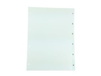 Tabblad A4 genummerd 1-6 PP wit 4-gaats