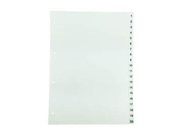 Tabblad A4 genummerd 1-20 PP wit 4-gaats