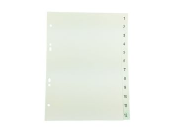 Tabblad A5 genummerd 1-12 PP wit 6-gaats