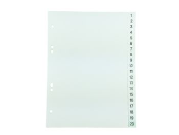 Tabblad A5 genummerd 1-20 PP wit 6-gaats