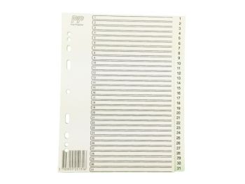 Tabblad A5 genummerd 1-31 PP wit 6-gaats